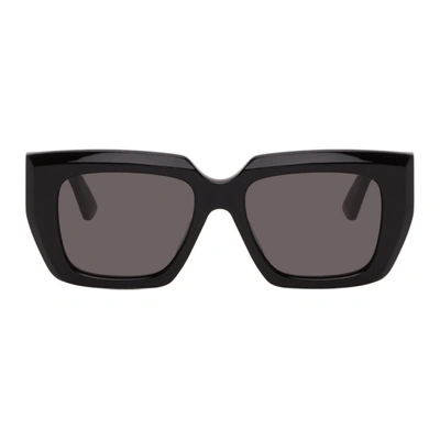 Shop Bottega Veneta Black Angular Sunglasses In 001 Black