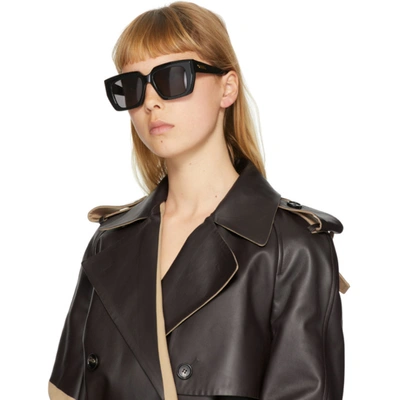 Shop Bottega Veneta Black Angular Sunglasses In 001 Black