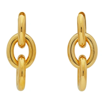 Shop Bottega Veneta Gold Drop Chain Earrings In 8120 Gold