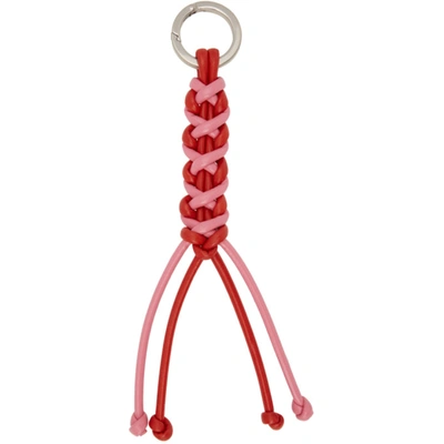Shop Bottega Veneta Red & Pink Leather Keychain In 5604 Pink N