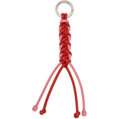 Shop Bottega Veneta Red & Pink Leather Keychain In 5604 Pink N