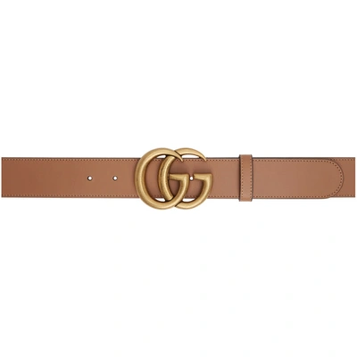 Shop Gucci Tan Gg Marmont Belt In 2845 Tan