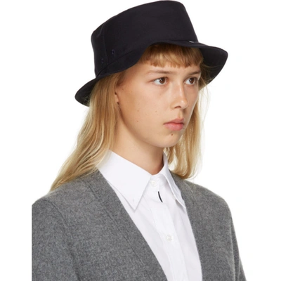 Shop Thom Browne Navy 4-bar Classic Bucket Hat In 415 Navy
