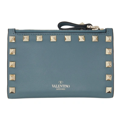 Shop Valentino Blue  Garavani Rockstud Bifold Wallet In 16u Amadeus