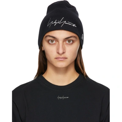 Shop Yohji Yamamoto Black New Era Edition Blended Logo Beanie In 1 Black