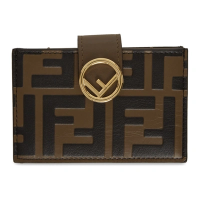 Shop Fendi Brown Forever  F Is  Card Holder In F13vk Black