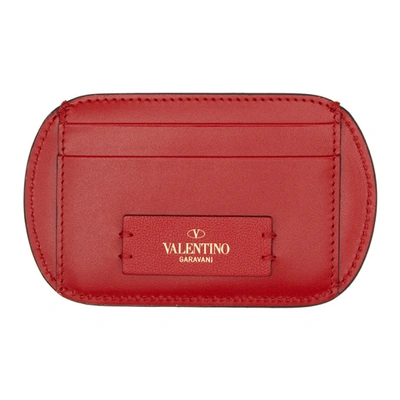 Shop Valentino Red  Garavani Stitched Vlogo Cardholder In Ju5 Redpur