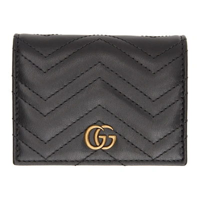 Shop Gucci Black Small Gg Marmont Wallet In 1000 Black