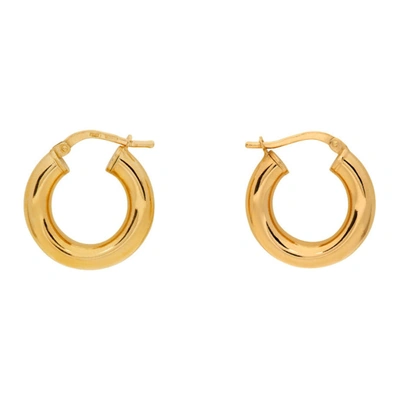 Shop Bottega Veneta Gold Hoop Earrings In 8120 Gold