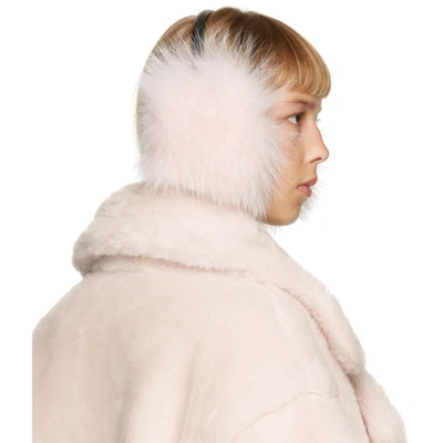 Shop Yves Salomon Pink Fluffy Fur Ear Muffs In A5059 Candy