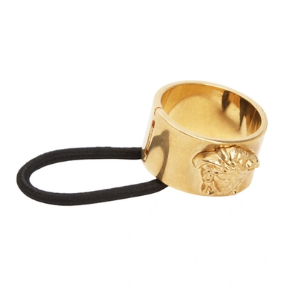 Shop Versace Gold Medusa Hair Tie In Kot Gold