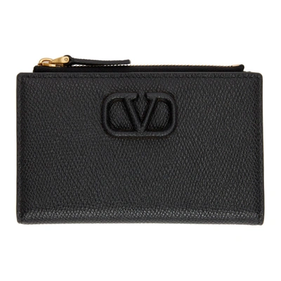 Shop Valentino Black  Garavani Vlogo Card Holder In 0no Black