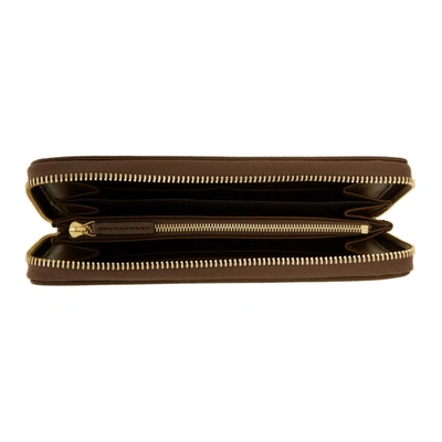 Shop Gucci Beige & Brown Gg Supreme ' 1955' Horsebit Zip Around Wallet In 8563 Brown