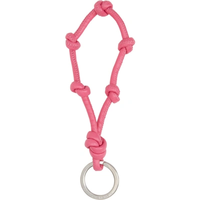 Shop Bottega Veneta Pink Multi-knot Keychain In 5618 Bon Bon