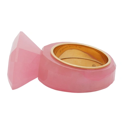 Shop Bottega Veneta Pink & Gold Jade Ring In 8336 Pink