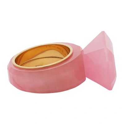 Shop Bottega Veneta Pink & Gold Jade Ring In 8336 Pink