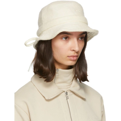 Shop Jacquemus Off-white Wool 'le Bob Gadjo' Beach Hat In Off White