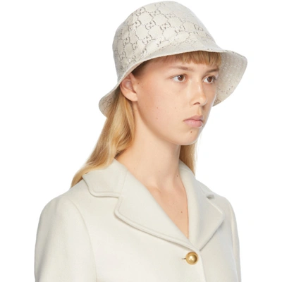 Gucci Metallic Wool-blend Jacquard Bucket Hat In White