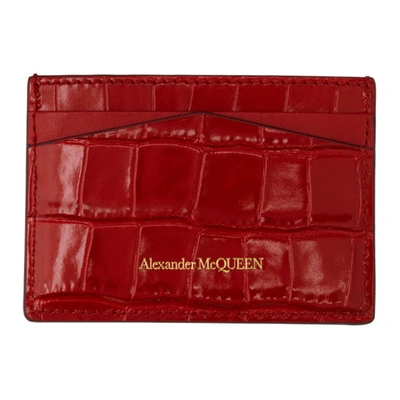 Shop Alexander Mcqueen Red Croc Skull Card Holder In 6050 Dp Red