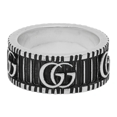 Shop Gucci Silver Gg Marmont Ring