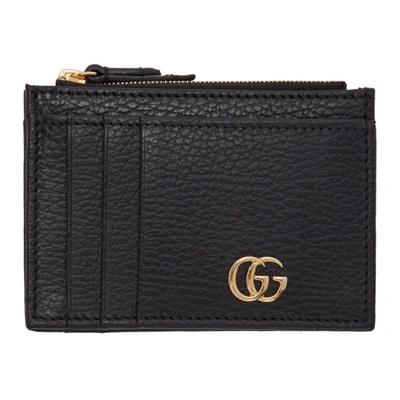 Shop Gucci Black Gg Marmont Card Holder In 1000 Black