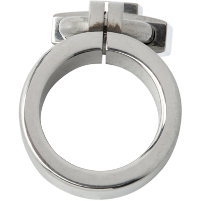Shop Balenciaga Silver Lock Ring In 0911 Antsil