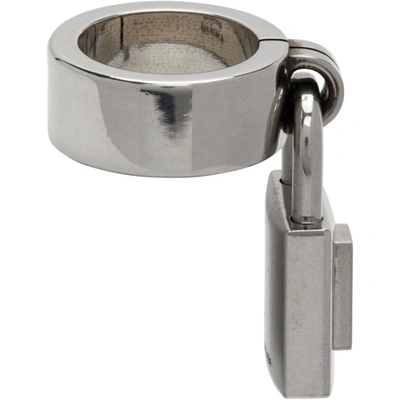 Shop Balenciaga Silver Lock Ring In 0911 Antsil