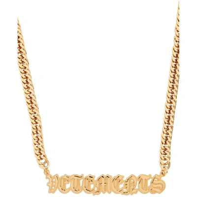 Shop Vetements Gold Gothic Logo Necklace