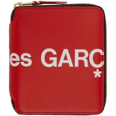 Shop Comme Des Garçons Red Huge Logo Zip Around Wallet In 2 Red