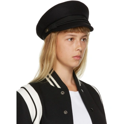 Shop Saint Laurent Black Felt Sailor Cap In 1080 Black