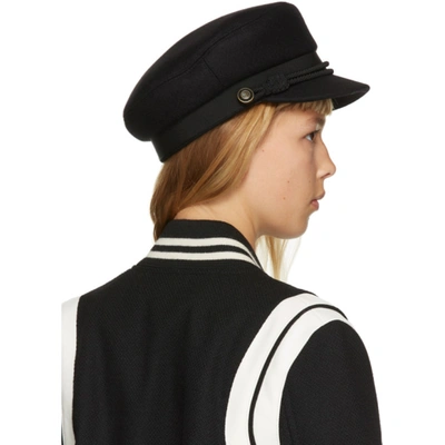 Shop Saint Laurent Black Felt Sailor Cap In 1080 Black