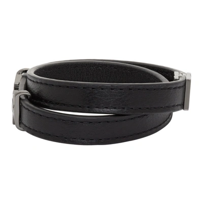 Shop Saint Laurent Black Opyum Double Wrap Bracelet In 1000 Black