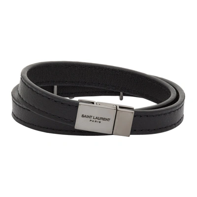 Shop Saint Laurent Black Opyum Double Wrap Bracelet In 1000 Black