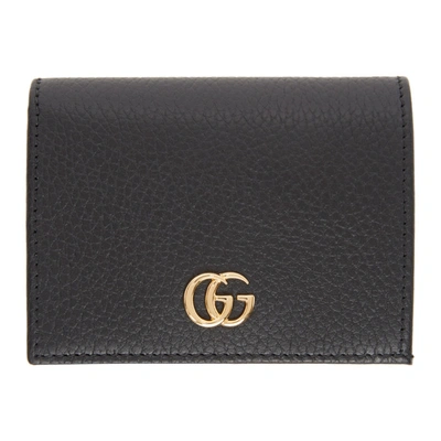 Shop Gucci Black Small Gg Marmont Card Case Wallet In 1000 Black