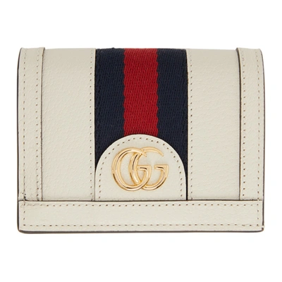 Shop Gucci Off-white Ophidia Card Holder Wallet In 8454 White