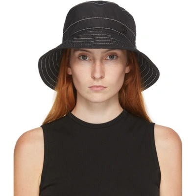 Shop Maison Michel Black And White Topstitched Charlotte Bucket Hat