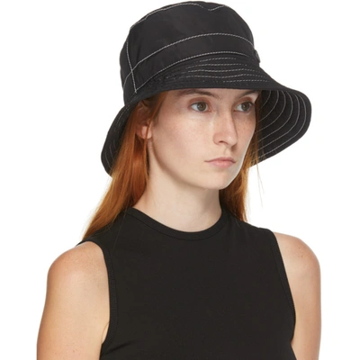 Shop Maison Michel Black And White Topstitched Charlotte Bucket Hat