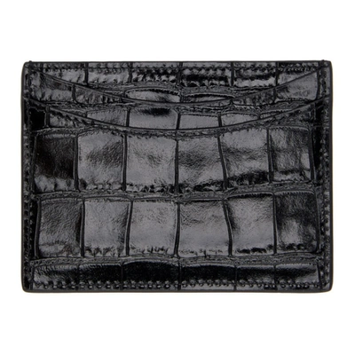 Shop Balenciaga Black Croc Hourglass Card Holder In 1000 Black