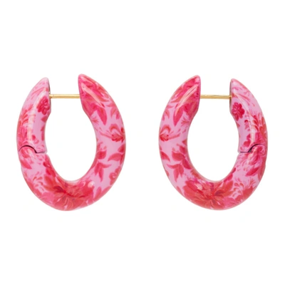 Shop Balenciaga Pink Floral Loop Earrings In 1423 Pnkflw