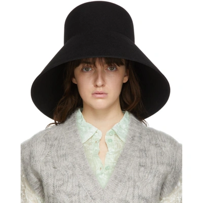 Shop Nina Ricci Black Fur Structured Hat In U9000 Black