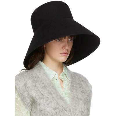 Shop Nina Ricci Black Fur Structured Hat In U9000 Black