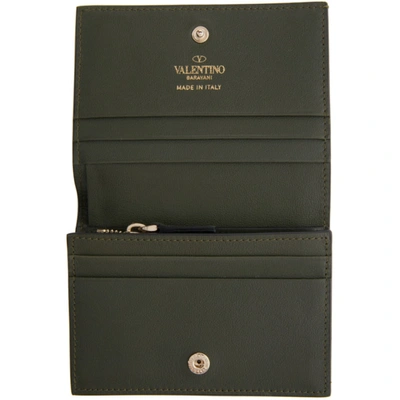 Shop Valentino Khaki  Garavani Rockstud Flap Wallet In Jbm Olvgrn