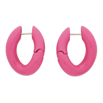 Shop Balenciaga Pink Loop Earrings In 1265 Pink