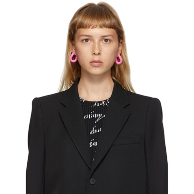 Shop Balenciaga Pink Loop Earrings In 1265 Pink