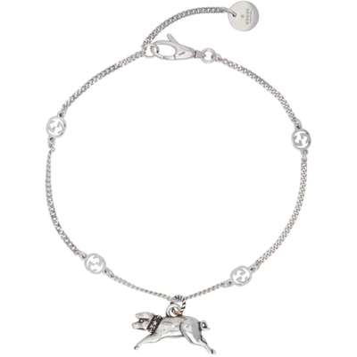 Shop Gucci Silver Piglet Bracelet In 0728 Silver