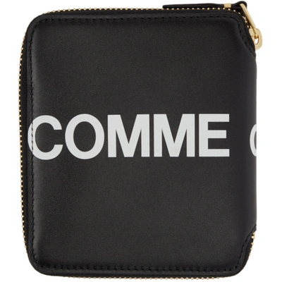 Shop Comme Des Garçons Black Huge Logo Zip Around Wallet In 1 Black