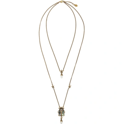 Shop Alexander Mcqueen Gold Beetle Necklace In 8695 0448