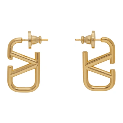 Shop Valentino Gold  Garavani Small Vlogo Earrings In Cs4 Gold18