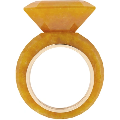 Shop Bottega Veneta Gold & Yellow Faceted Ring In 8308 Gold