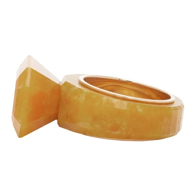 Shop Bottega Veneta Gold & Yellow Faceted Ring In 8308 Gold